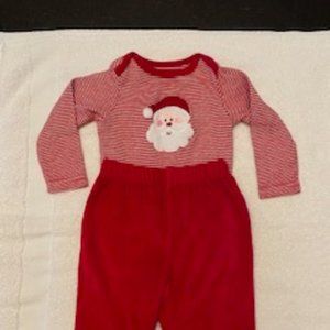 Miniwear Christmas Holiday 2pc. Santa Pajama Loungewear 6-9 months Red/White